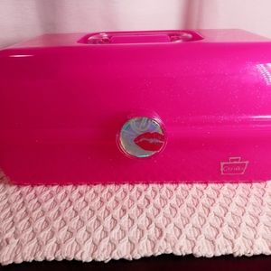 Caboodles On-The-Go-Girl Makeup Case - Pink Metallic Train Carry Case Portable